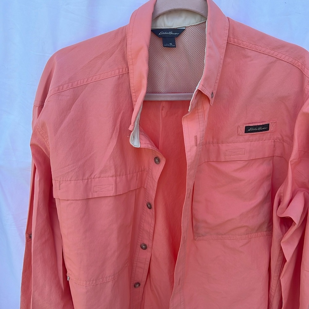 Like New- Eddie Bauer long sleeve UV SHIRT. Sz XL men’s, coral